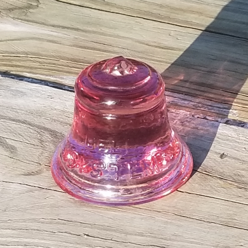 Vintage Bell South Rose Red Glass Bell Paperweight